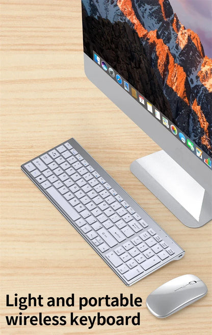 Wireless Keyboard and Mouse Combo Bluetooth 5.0 & 2.4G Rechargeable Multimedia Keyboard Mouse Set for Laptop PC TV iPad Android