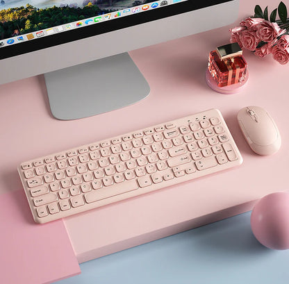 Fashion Keyboard and Mouse Set Wireless PC Gamer Keyboards and Mouse Kit Ultra Thin Office Ergonomic Gaming Keypad Mice Purple