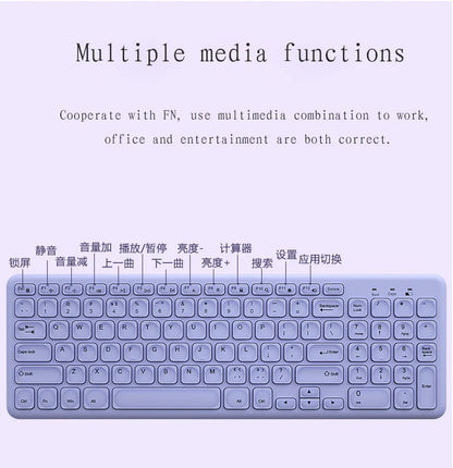 Fashion Keyboard and Mouse Set Wireless PC Gamer Keyboards and Mouse Kit Ultra Thin Office Ergonomic Gaming Keypad Mice Purple