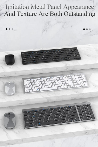 Wireless Keyboard and Mouse Combo Bluetooth 5.0 & 2.4G Rechargeable Multimedia Keyboard Mouse Set for Laptop PC TV iPad Android