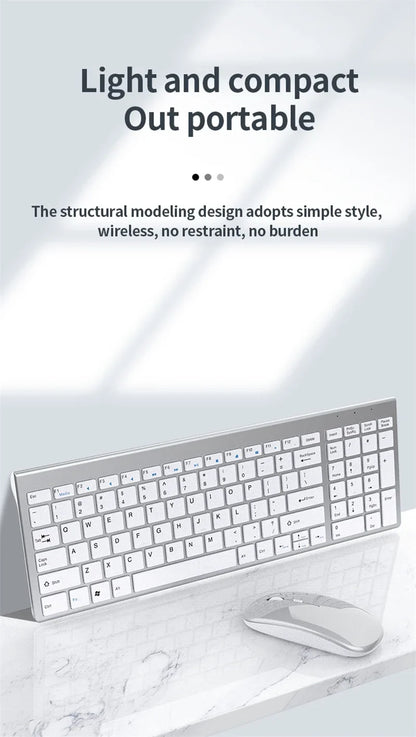 Wireless Keyboard and Mouse Combo Bluetooth 5.0 & 2.4G Rechargeable Multimedia Keyboard Mouse Set for Laptop PC TV iPad Android