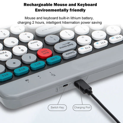 Dual-mode Wireless Keyboard & Mice Combo 2.4G Bluetooth 5.0 Membrane Keyboards BT 3-Channels Rechargeable Key Board Mouse for PC
