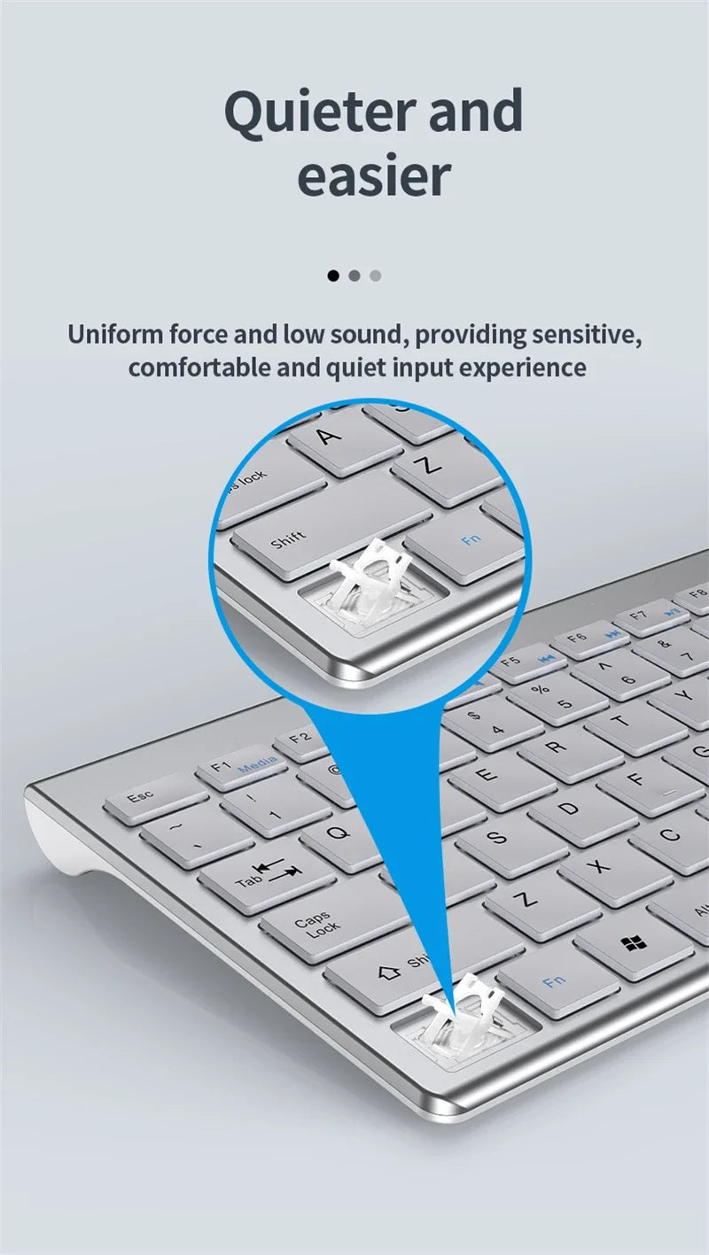 Wireless Keyboard and Mouse Combo Bluetooth 5.0 & 2.4G Rechargeable Multimedia Keyboard Mouse Set for Laptop PC TV iPad Android