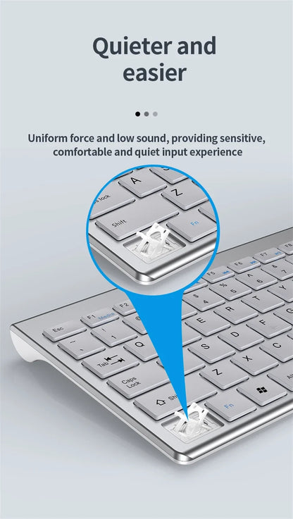 Wireless Keyboard and Mouse Combo Bluetooth 5.0 & 2.4G Rechargeable Multimedia Keyboard Mouse Set for Laptop PC TV iPad Android