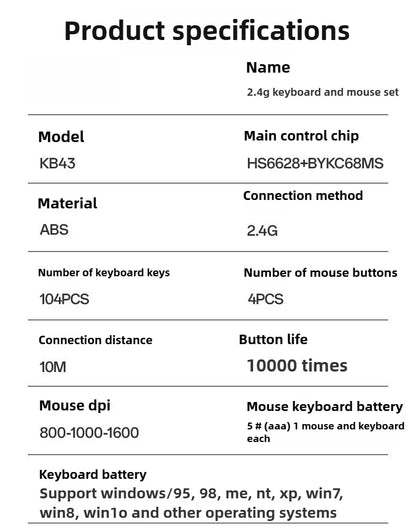 Wireless Keyboard and Mouse Set for Desktop Laptop Silent Business Keyboard Mouse Combo