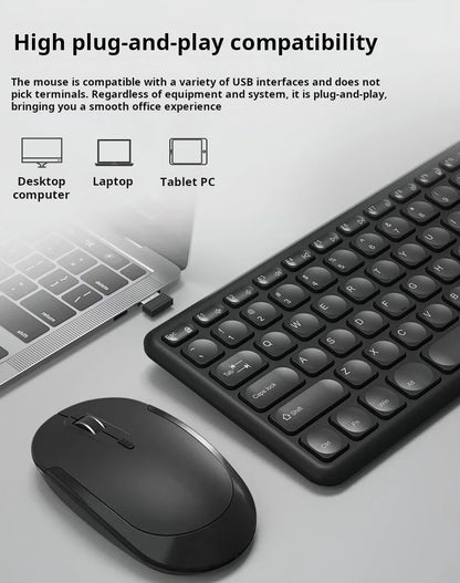B.O.W HW256 Ultra-thin wireless keyboard and mouse set, 2.4G wireless set, 96 keys